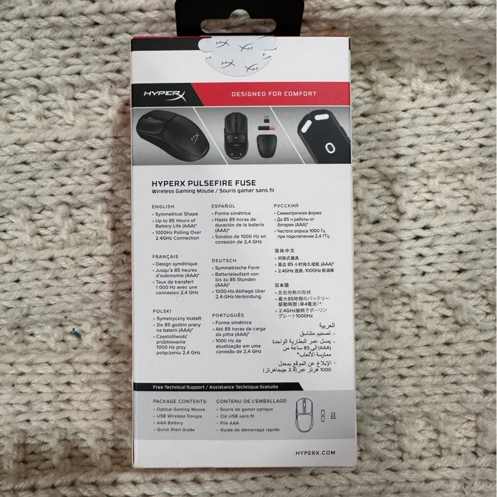 Hype HyperX Pulsefire Fuse Wireless Gaming Mouse - Black with Red Accent